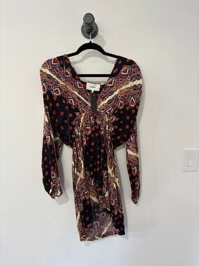 Ba&sh Long Sleeve Paisley Print Mini Dress Size S